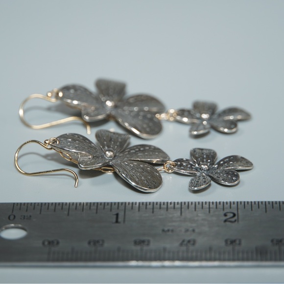 Two Tone Dangling Orchid Earrings - Picture 4 of 5